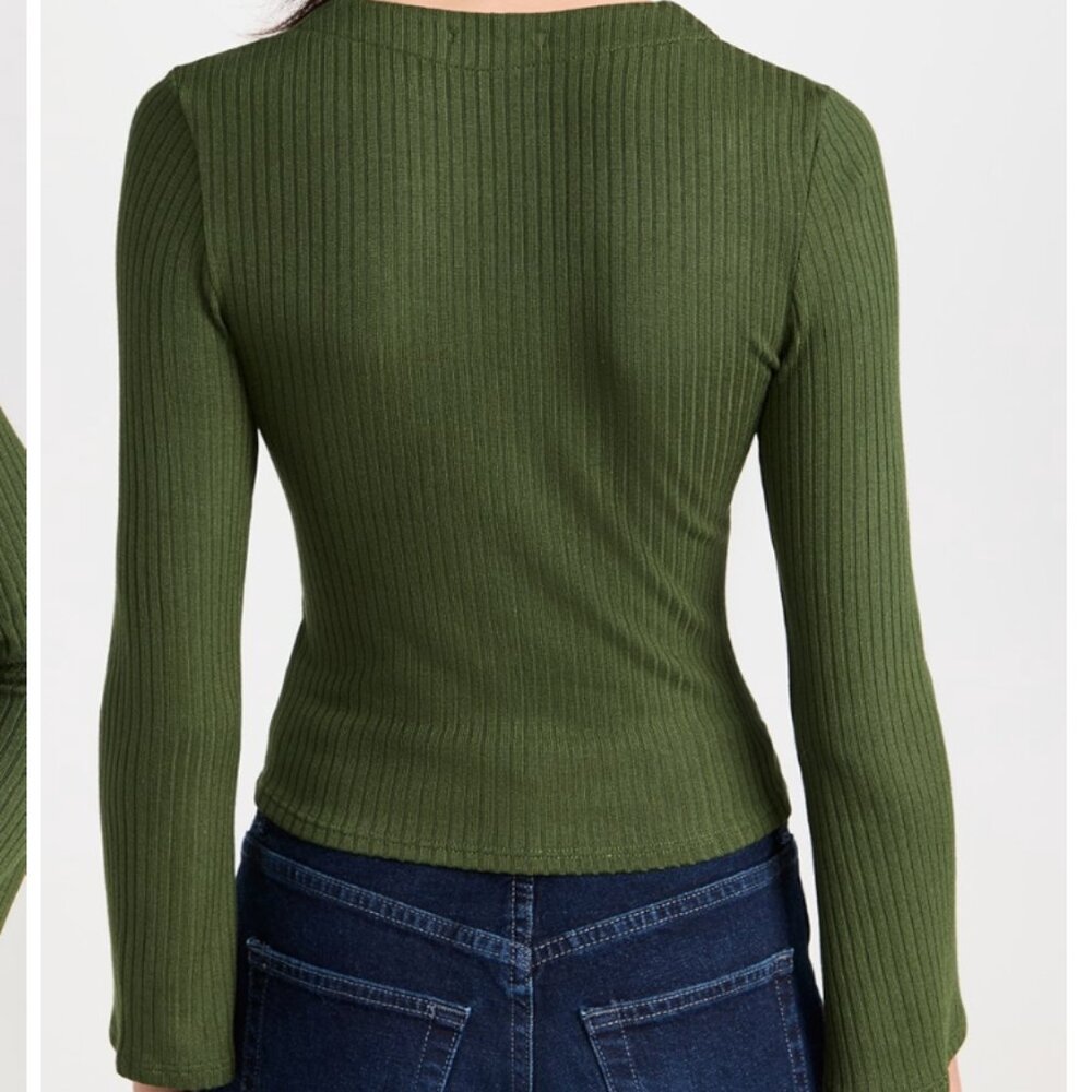Reformation Green Ribbed Cardigan - Picture 4 of 8